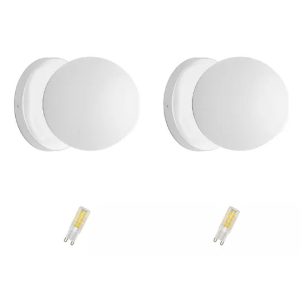 Kit 2 Arandela Slim Globo 10 Jabuticaba Branco Fosco Com Led