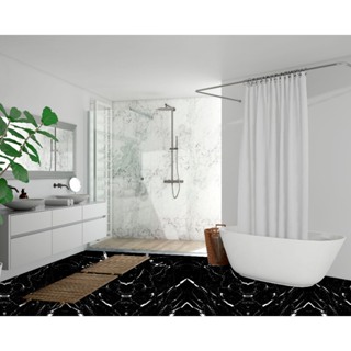 Adesivo Para Piso Lavável Box Banheiro Mármore Preto e Branco em Oferta na Shopee