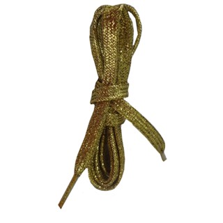 Par Cadarço ChatoTênis Lurex Brilho Fashion 1,30cm Dourado Amarelo