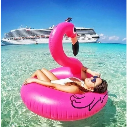 Boia Inflável Flamingo Gigante para Piscina 90/120 Centímetros Rosa