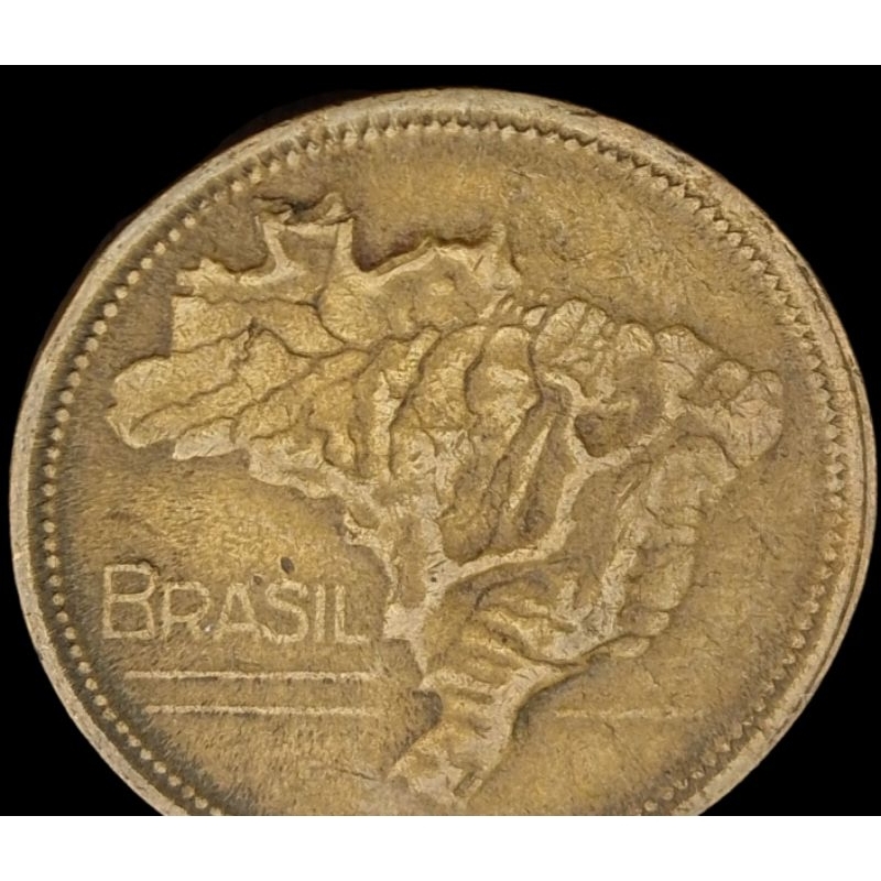 L.: 1359 - Moeda com anomalia Brasil 1 cruzeiro 1947 Mapa duplo ao Norte.