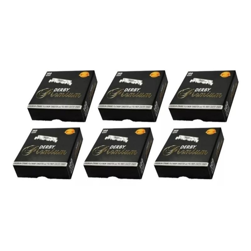 6 Caixas 600 Lâminas Barbear Derby Premium 1/2 Lâmina Black