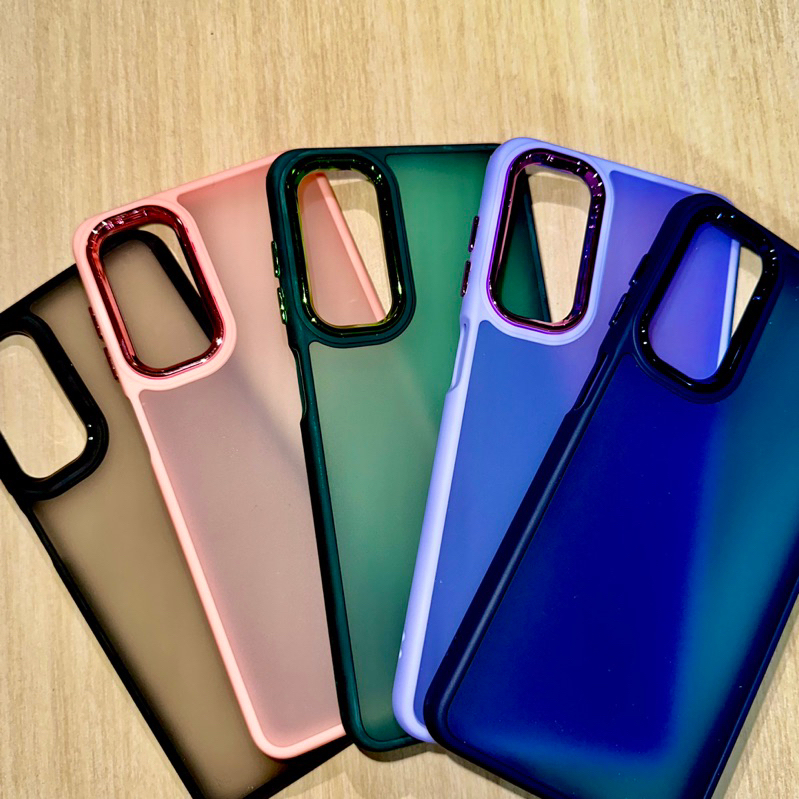 Capa Acrílico Fosca Metalizada Para Samsung M13/M23/M34/M53/A53/A23/A25/A03/A03 CORE/A03S Capinha Com Detalhe Metalizado