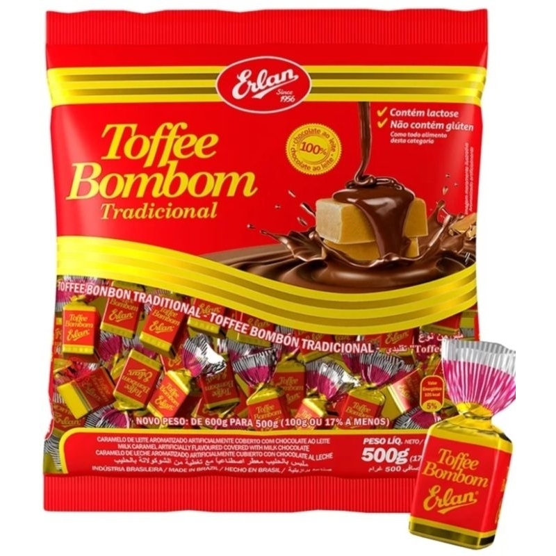 Bala Toffee Bombom Erlan - Pacote com 500g
