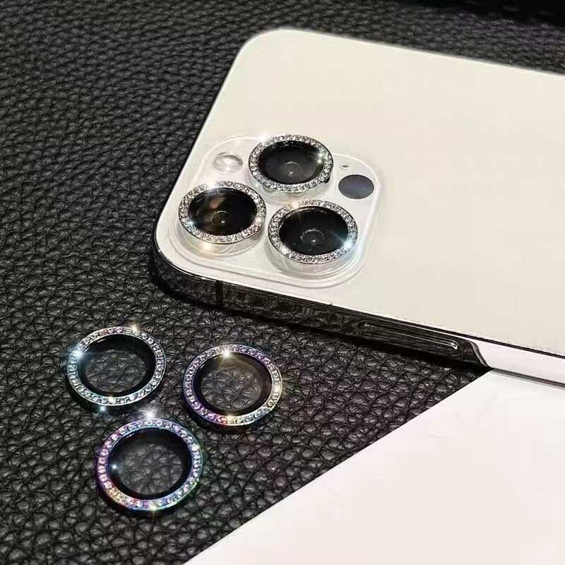 Detalhes do Kit Película Protetora Lente Câmera Strass Brilho Para iPhone  16 16Plus 16Promax 14 14Plus 14Promax 15 15Promax