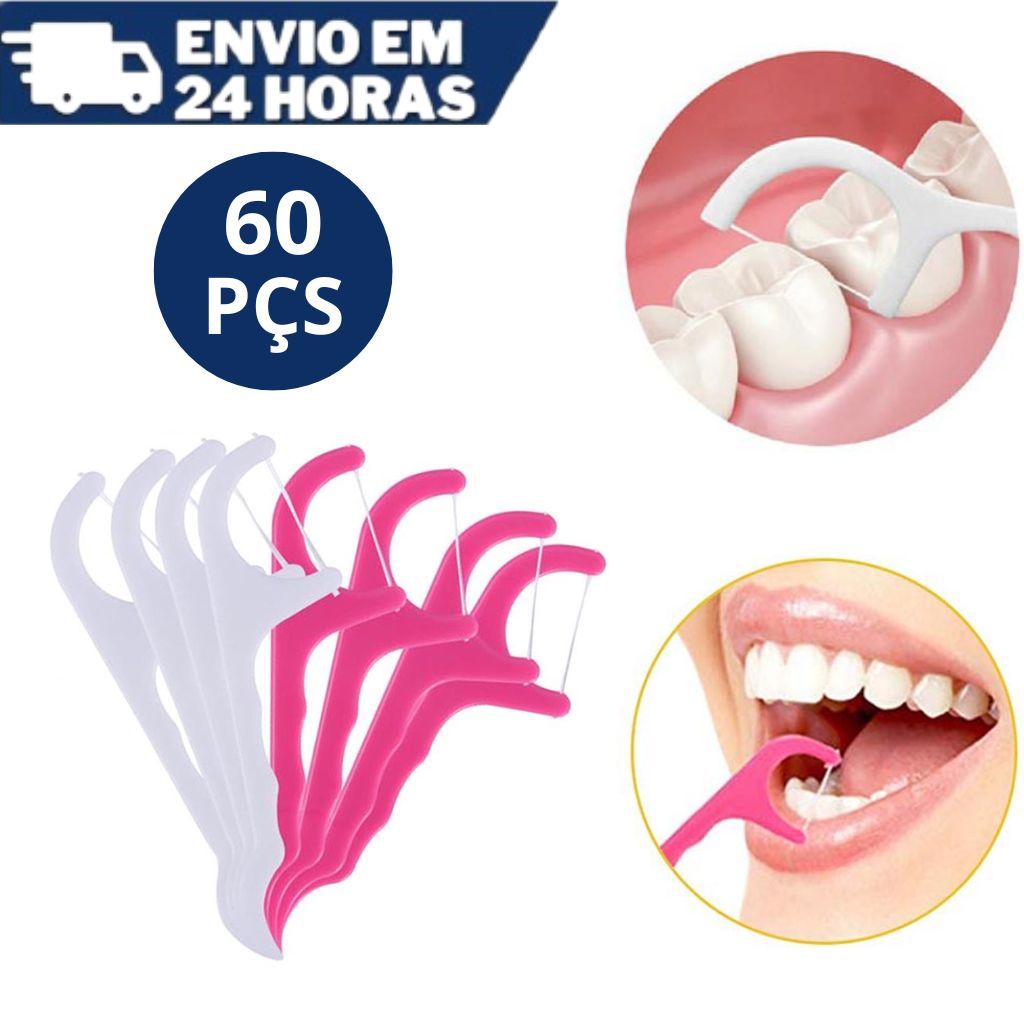 Kit 60 Fio Dental Picks Palitos Dentes Vara Dente Escova De Limpeza Interdental Pick Oral Higiene Cuidado em Oferta na Shopee