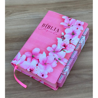 Bíblia Orquídeas rosa com abas adesivas coladas ARC em Oferta na Shopee