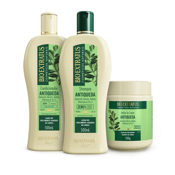 Kit Antiqueda Jaborandi Bio Extratus (Shampoo, Condicionador e Banho de Creme (500mL/g)