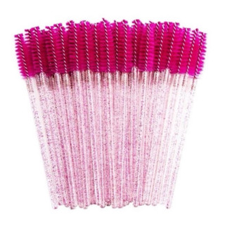 50 Escovinhas de Cílios e Sobrancelha Glitter Extensão e Alongamento Descartável