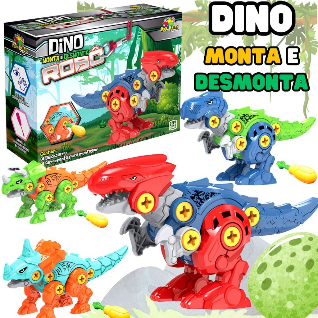 Dinossauro Robô Infantil Para Montar E Desmontar Com Ferramenta Envio Imediato