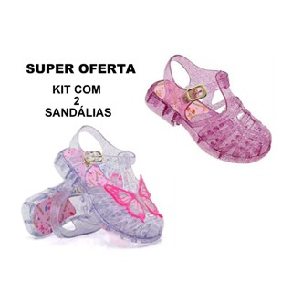 Kit 2 Sandalia Infantil De Unicórnio Sereia Personagem Festa Criança