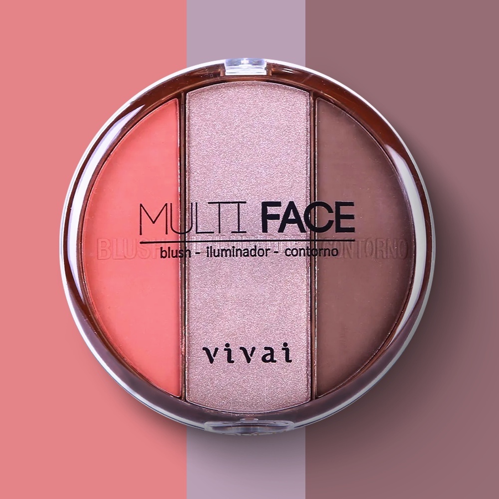 Paleta Blush Iluminador Contorno Multi Face 3 Em 1- VIVAI