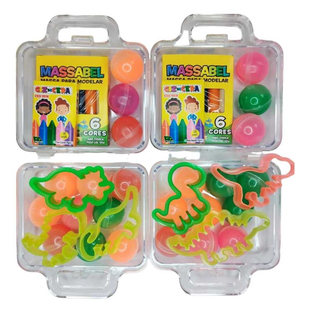 10 Maletinha + 10 Cortador + 10 Massinha De Modelar + 10 Geleca Slime+ 10 Giz 10G Kit Lembracinha em Oferta na Shopee