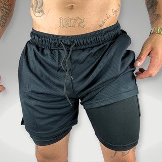 Short Academia Masculino 2 em 1 com Compressão