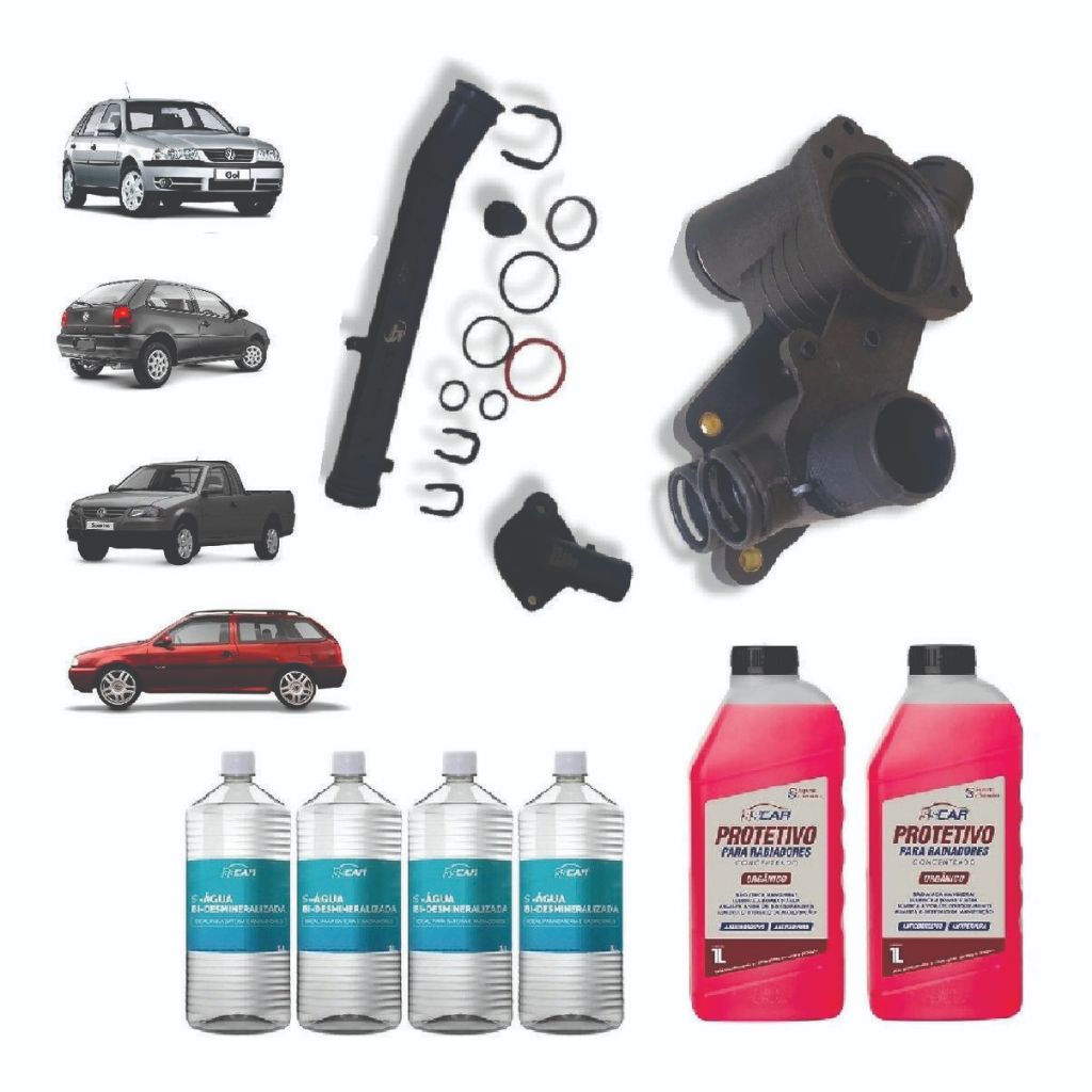Kit carcaça da valvula termostatica Combo Cavalete Dagua tubo flange  Gol G2 G3 G4 1.0 8v Sem Ar