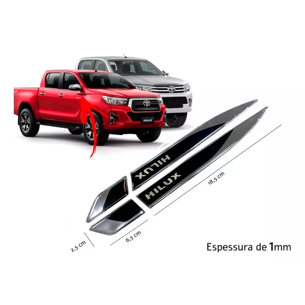 Adesivo Emblema Protetor Coluna Porta Hilux Toyota - Resinado