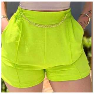 Short Duna Feminino Corrente Bermuda Cintura Alta
