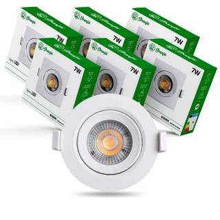 Kit 10 Luminária Led Spot 7W Redondo Quadrado Embutido Branco Frio Quente 3000k 6500k Bivolt