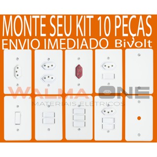 10 Tomadas kit 10A 20A SIMPLES BRANCA TOC COMPLETA COM PLACA E PARAFUSO BRANCA 4X2 2X4 10 20 AMPERES Tomadas femea