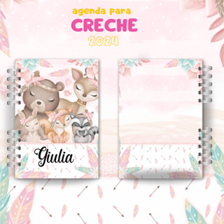 agenda creche personalizado baby  animal floresta menina 0021