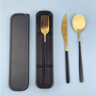 Conjunto Talheres Inox 3 Peças Garfo Faca Colher Com Estojo