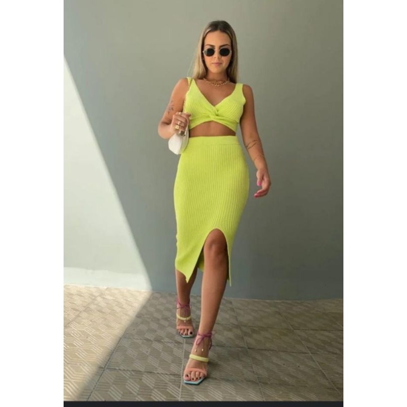 conjunto modal saia midi tricot, fabricado com Fio Modal com elasticidade e muito confortável e macio.