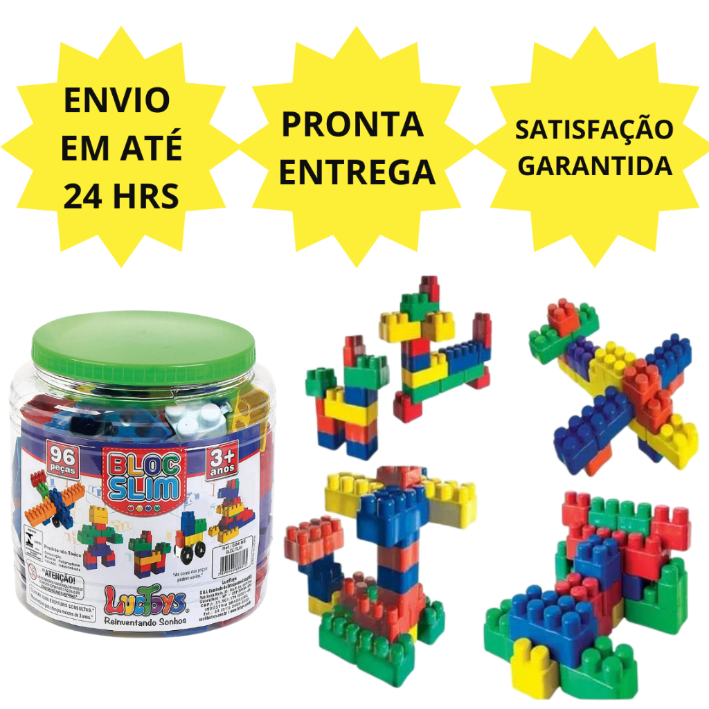 Blocos de Montar Com 96 Peças Brinquedos Educativos Didatico Para Menino e Menina Jogos de Quebra Cabeça