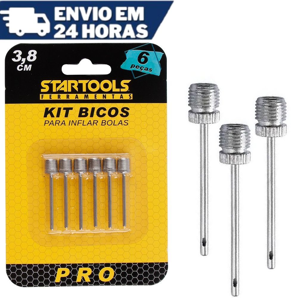 Kit 6 Bico Bomba D Ar Inflar Encher Bola I-16 Startools Inox
