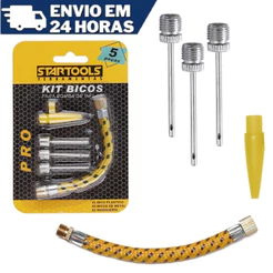 Kit Bico e Agulha Para Encher Inflar Bola, Piscina, Brinquedos e Infláveis Com 5 Peças