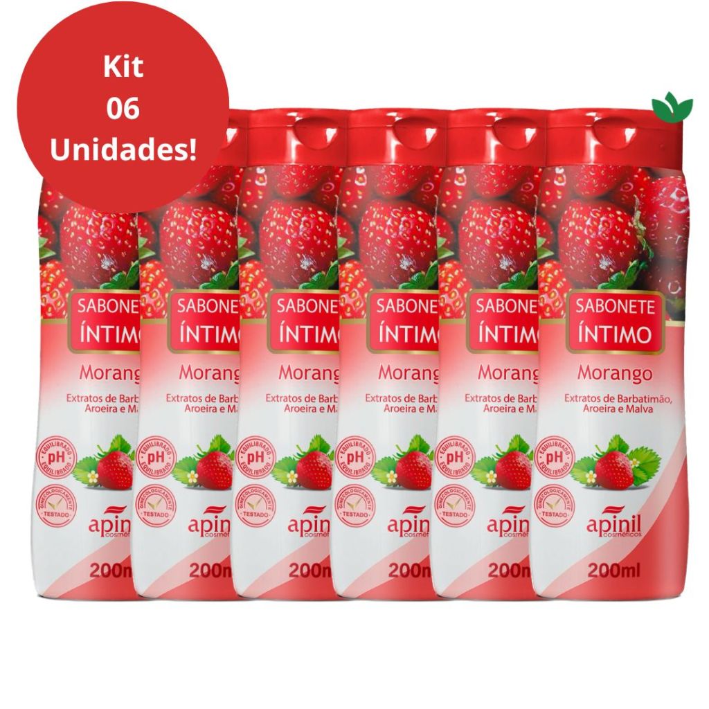 Kit 06 Unidades: Sabonete Feminimo Íntimo Morango Apinil Cosméticos em Oferta na Shopee