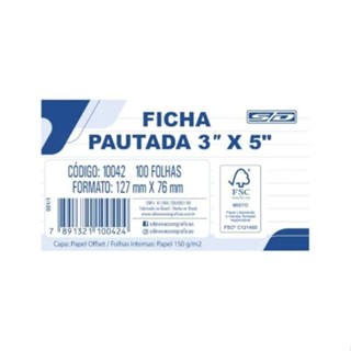 Ficha Pautada 3x5 / 127 mm x 76 mm (kit com 100 e 200 fichas) - Animativa em Oferta na Shopee