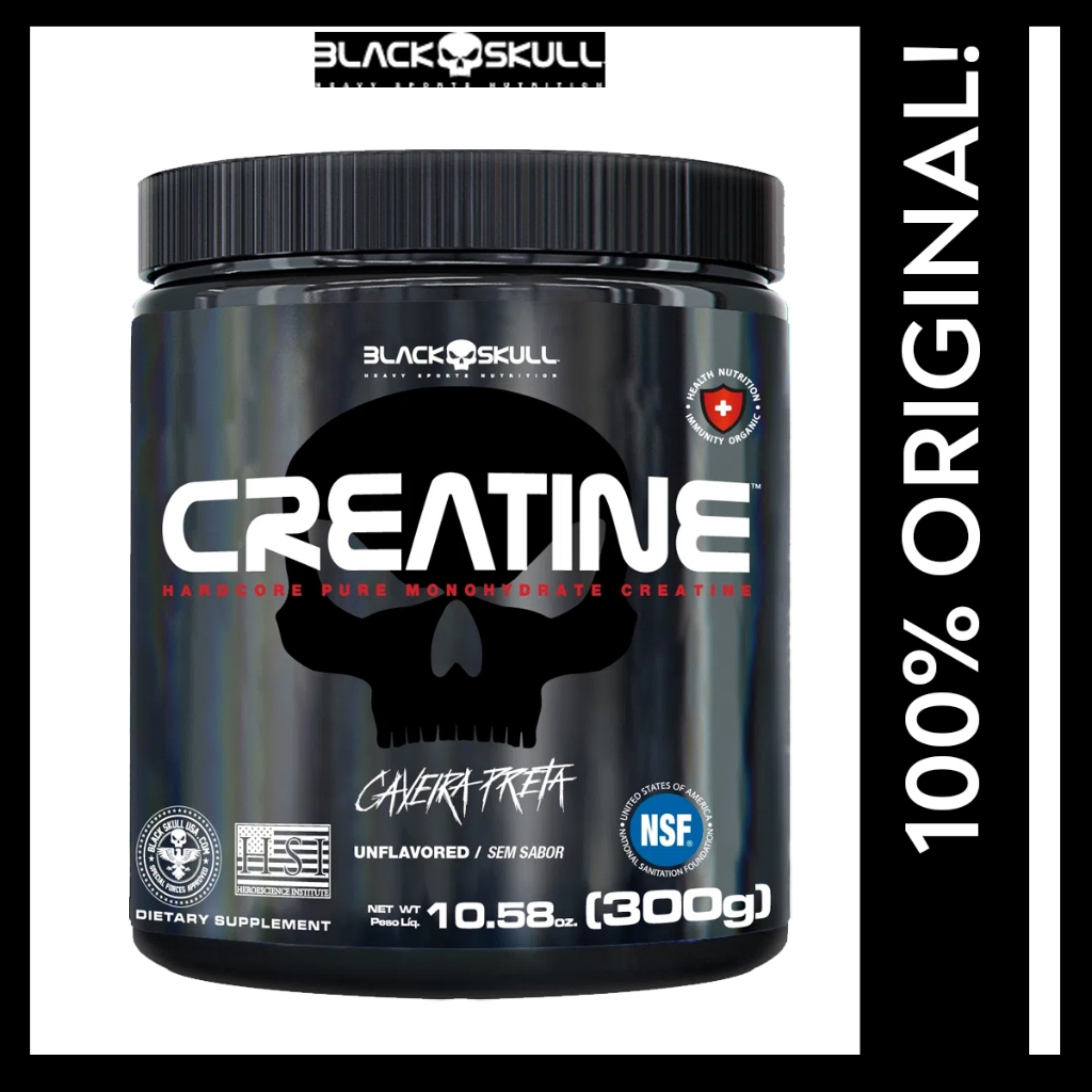 Creatina Black Skull Monohidratada CREATINE 300G Sem Sabor (PURA)