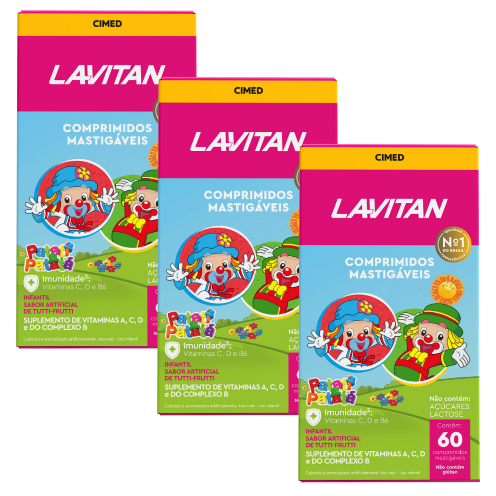 Kit C/ 3 Lavitan Patati Patata Cimed Sabor Tutti Frutti Original Vitamina Infantil