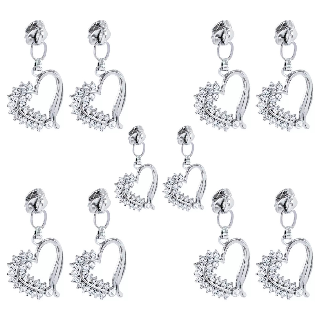 Cursor Ziper N?5 Metal Niquelado Coracao C/ Strass Prata