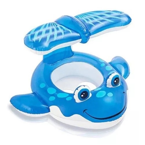 Boia Inflável Infantil baleia para Bebê com Assento Intex