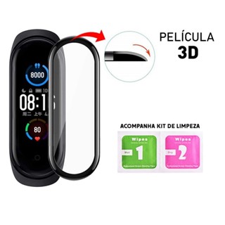 Película ORIGINAL 3D compatível com xiaomi mi band | 4 | 5 | 6 | 7 | 8 com bordas pretas + Kit limpeza Aplicação