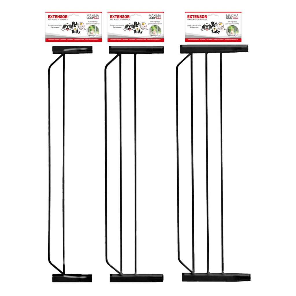 Extensor 15cm Preto - Portão De Segurança Para Cães E Bebês