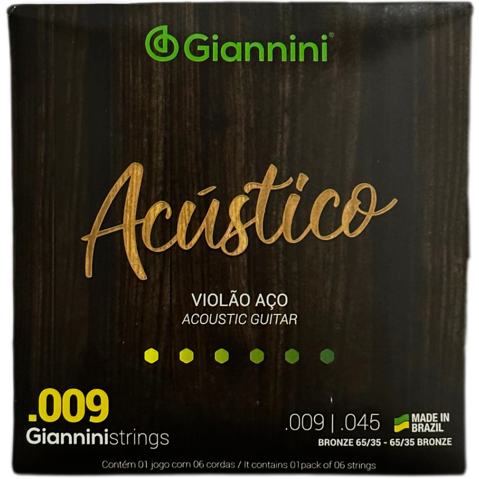 Imagem Jogo de cordas Encordoamento para Violão aço Giannini acústico 009 Bronze 65/35