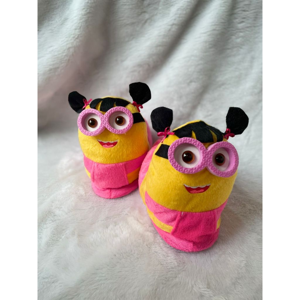 pantufa confortável do minion rosa 3D barata