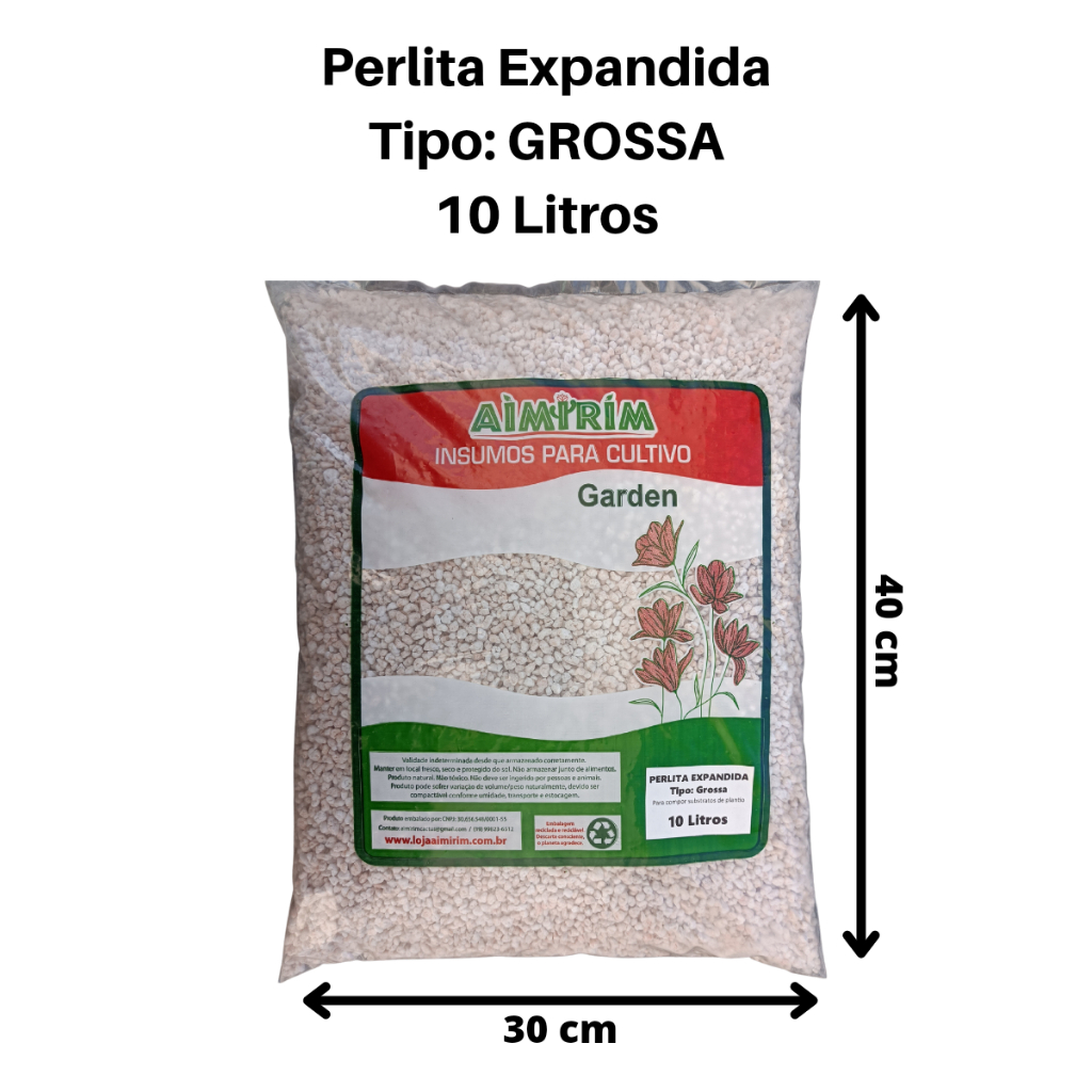 Perlita Expandida Grossa 10 Litros Grow Cultivo Plantio cactos suculentas rosa do deserto flores plantas geral
