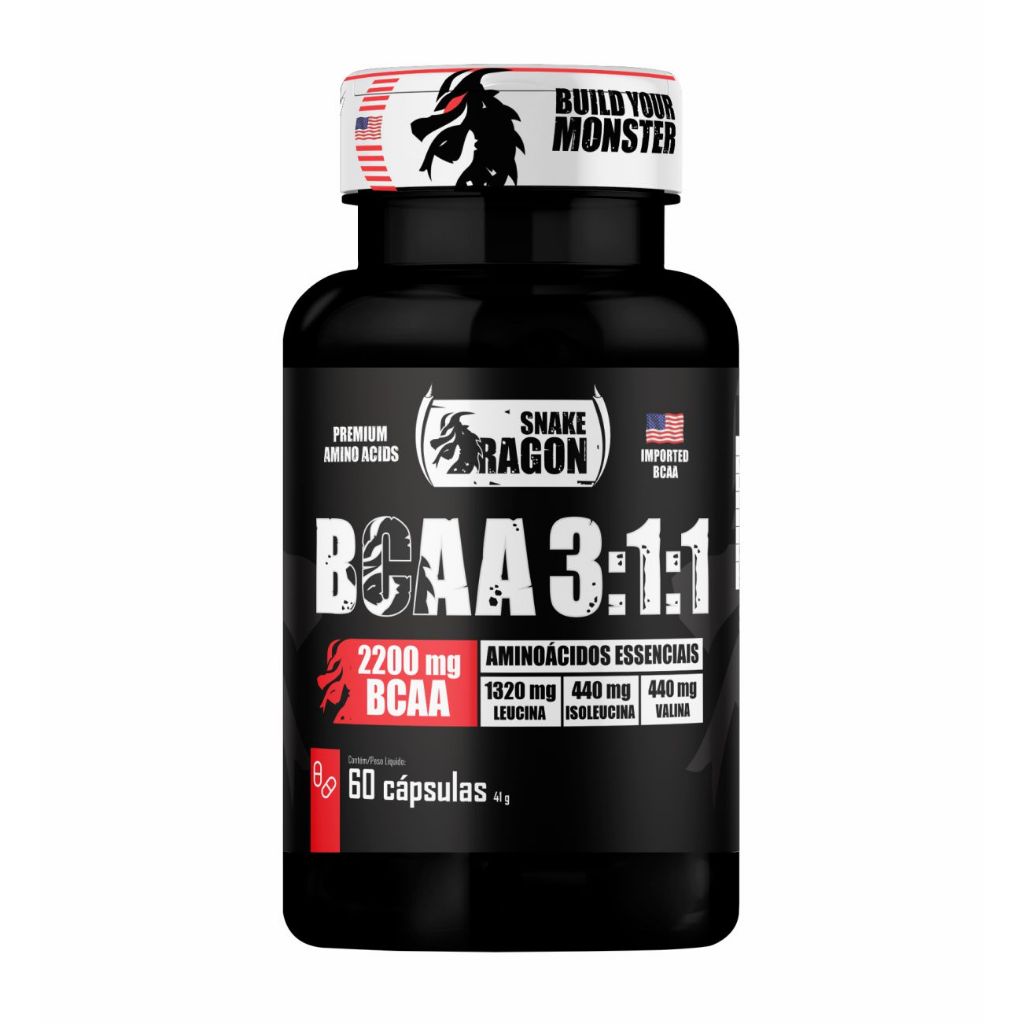 BCAA 3:1:1, 60 cápsulas (Leucina, IsoLeucina, Valina) em Oferta na Shopee