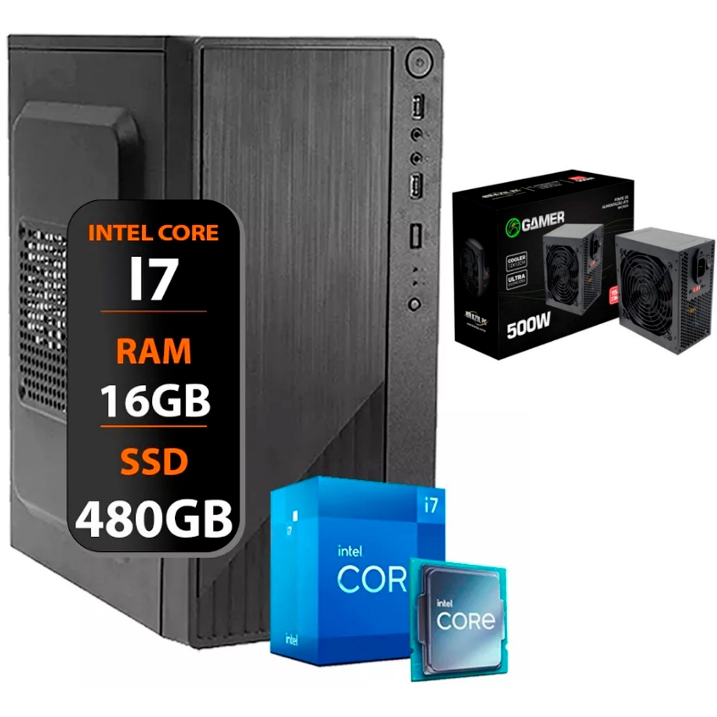 Computador Intel I7 Fonte 500w Ssd 480gb 16gb Memória Ram