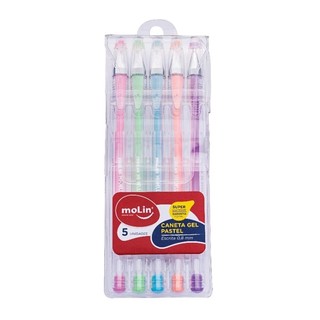 Caneta Esferográfica Gel 0.8mm Tom Pastel Molin Kit com 5 UN / Papelaria  / Material Escolar  / Papelaria Fofa