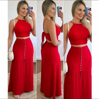 Conjunto De Saia Longa com Cropped