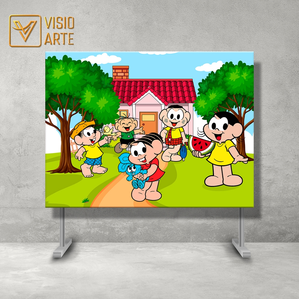 Painel Retangular Tecido Sublimado 3D Turma infantil  2,00 x 1,50