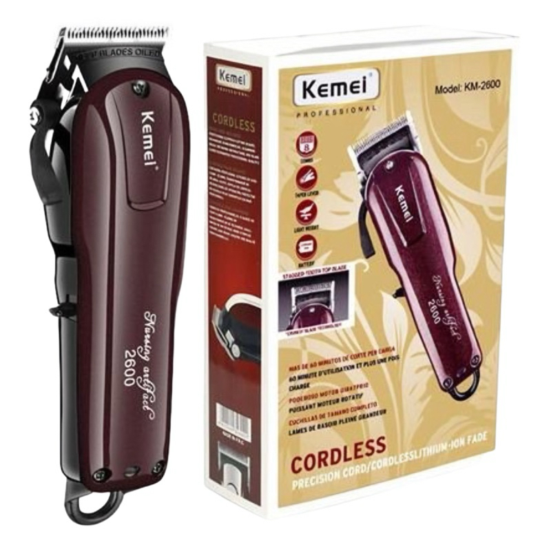 Máquina Cortar Cabelo Profissional Sem Fio Kemei Km-2600