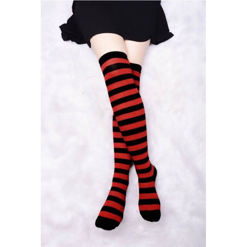 Meia De Cano Alto Listrado/halloween 7/8  / Meia Até O Joelho / Coxa / Cosplay / Anime em Oferta na Shopee