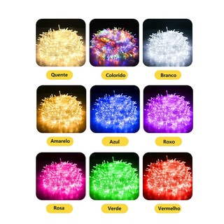 Pisca pisca de led Multiuso Luzes para decoração de festa Natal 100leds 9m 127v/220v 8 funções de pisca