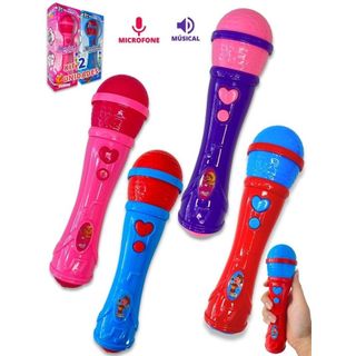 Brinquedo Microfone Infantil Com Som E Reproduz A Voz Muito Divertido