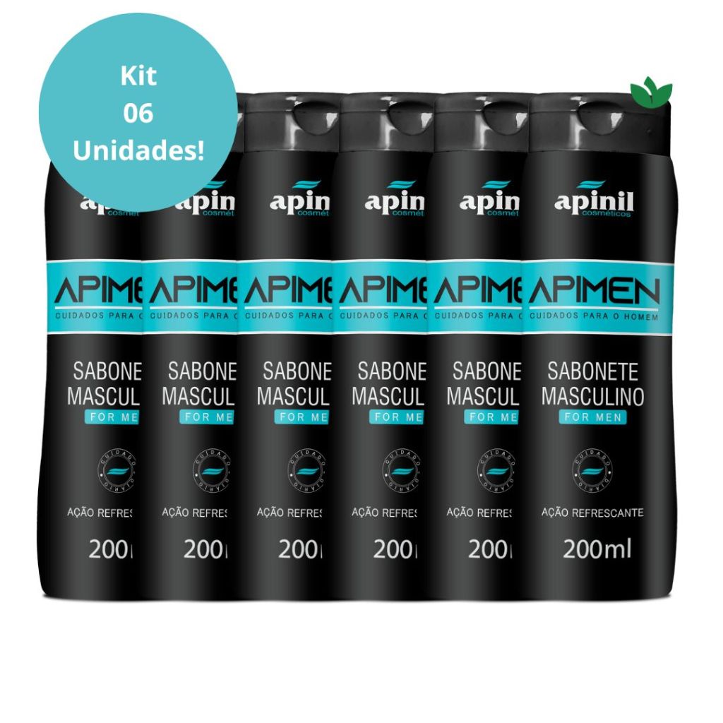 Kit Com 6 Unidades Sabonete Liquido Masculino Apimen 200mL Apinil